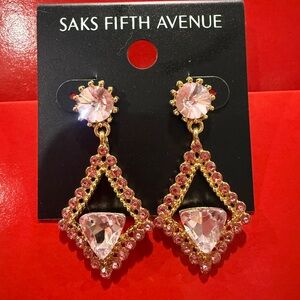 Saks Fifth Avenue Gold and Pink Geometric Earrings